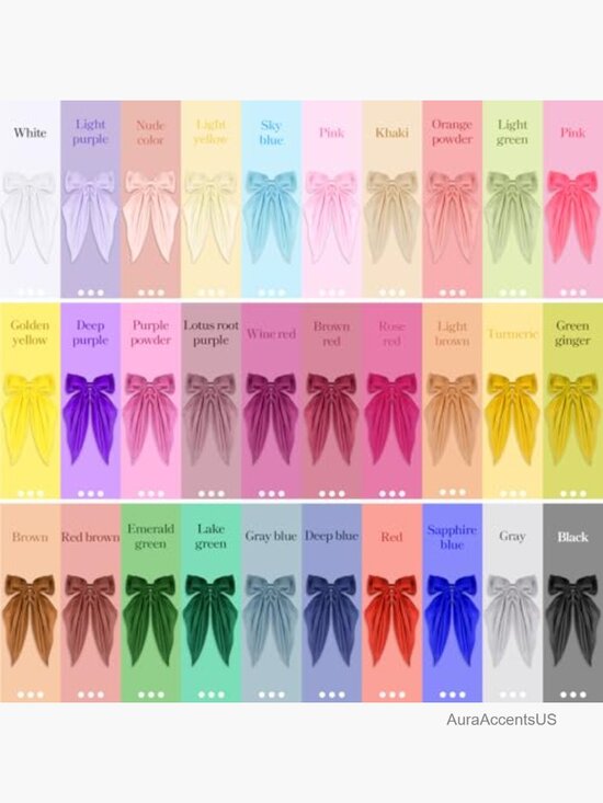 31 Pcs Large Satin Hair Bows with Clips for Thick Thin Hair